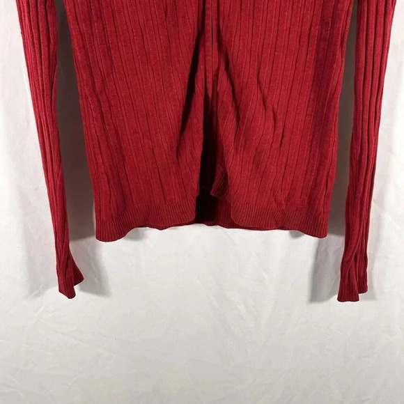 BCBG Maxazria Sweater Women's Large Solid Red Ribbed Full Zip Long Sleeve - Picture 3 of 8